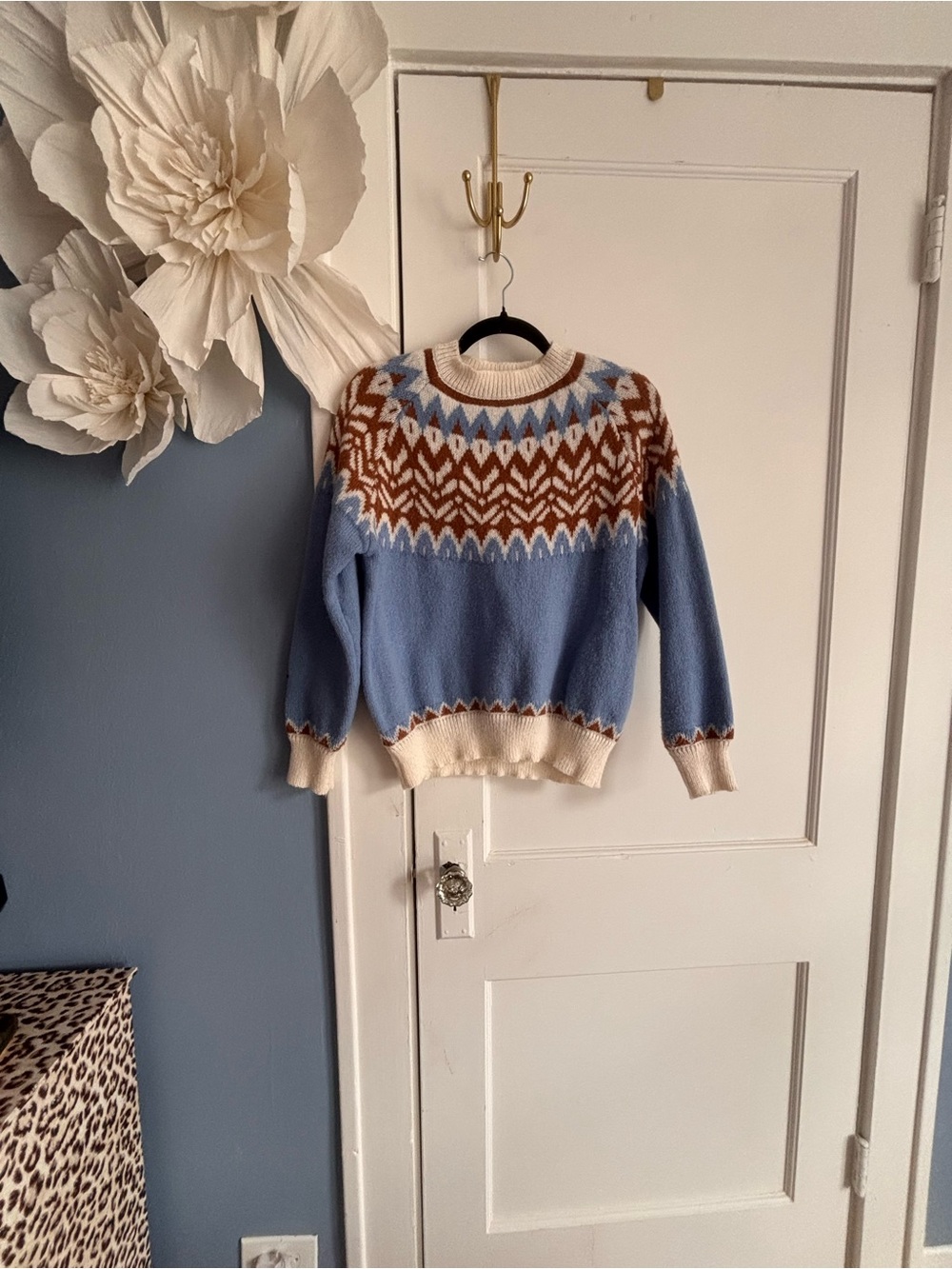 Cream & Blue Fair Isle Knit Sweater